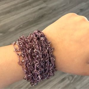 Multi String Purple Beaded Wrap Bracelet/Choker